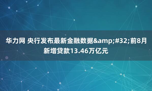 华力网 央行发布最新金融数据&#32;前8月新增贷款13.46万亿元